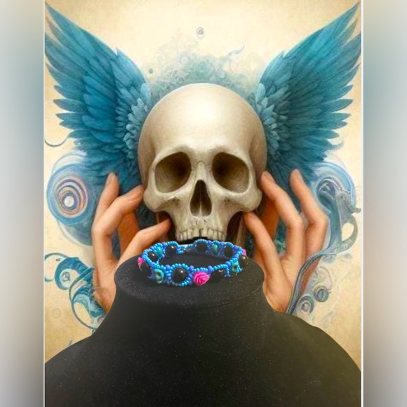 Handcrafted Turquoise Deadly Rose Bracelet - Picture 2 of 3